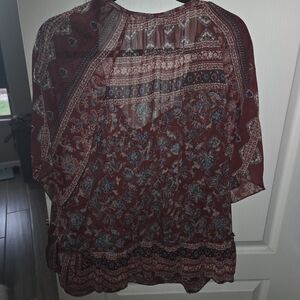 Knox Rose Burgundy Floral Blouse